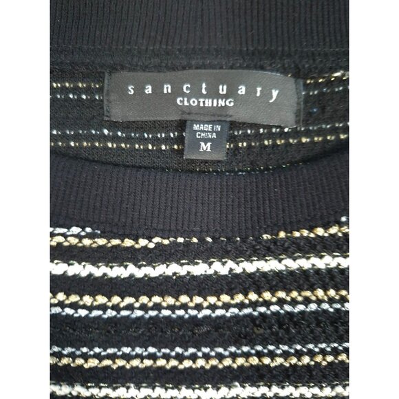 Sanctuary Striped Metallic Knit Dress Medium Shimmer Raglan Short Sleeve - Picture 4 of 8